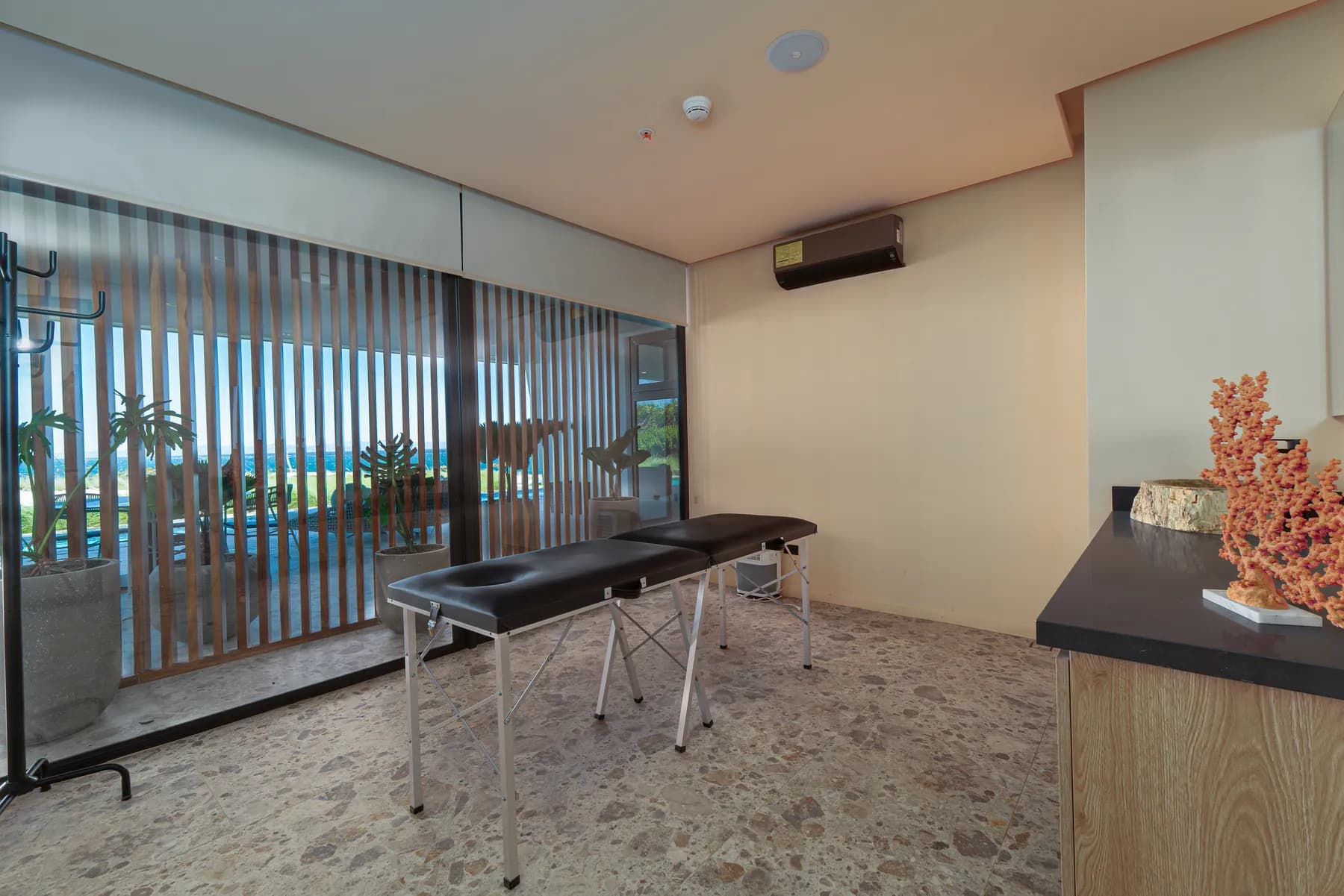 Spa and massage room with natural light
